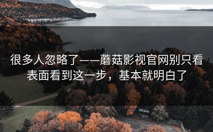 很多人忽略了——蘑菇影视官网别只看表面看到这一步，基本就明白了
