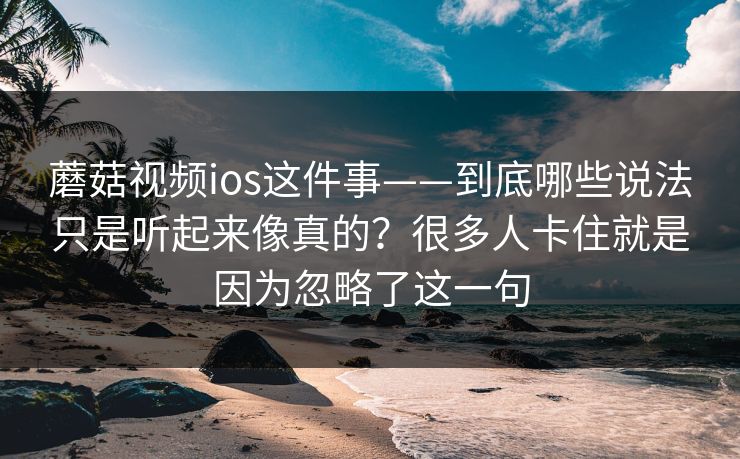 蘑菇视频ios这件事——到底哪些说法只是听起来像真的？很多人卡住就是因为忽略了这一句
