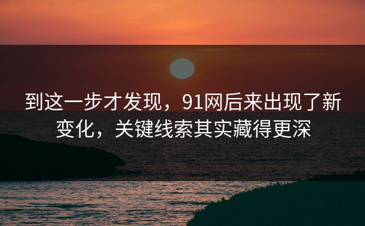到这一步才发现，91网后来出现了新变化，关键线索其实藏得更深