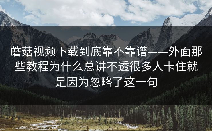 蘑菇视频下载到底靠不靠谱——外面那些教程为什么总讲不透很多人卡住就是因为忽略了这一句
