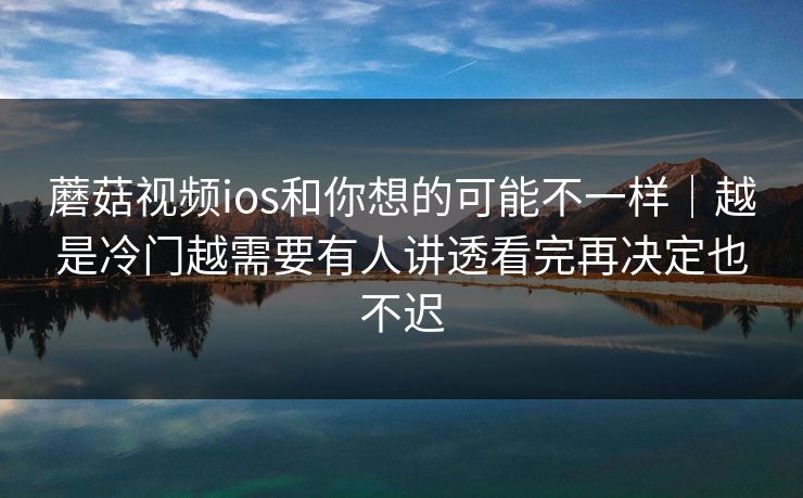 蘑菇视频ios和你想的可能不一样｜越是冷门越需要有人讲透看完再决定也不迟