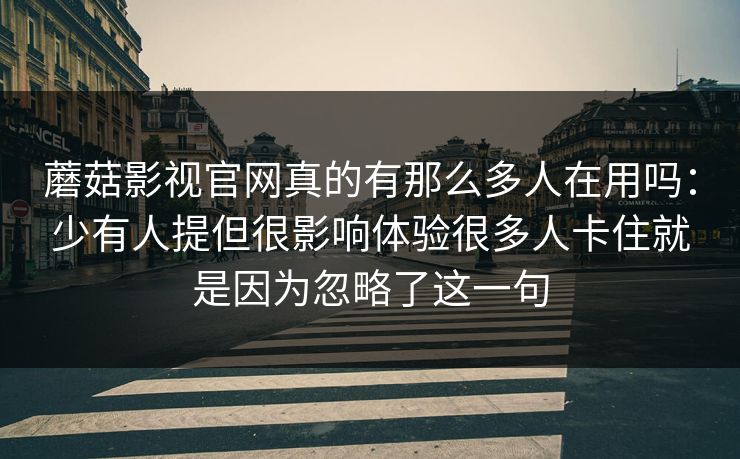 蘑菇影视官网真的有那么多人在用吗：少有人提但很影响体验很多人卡住就是因为忽略了这一句