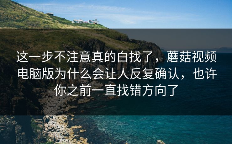 这一步不注意真的白找了，蘑菇视频电脑版为什么会让人反复确认，也许你之前一直找错方向了