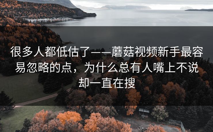 很多人都低估了——蘑菇视频新手最容易忽略的点，为什么总有人嘴上不说却一直在搜