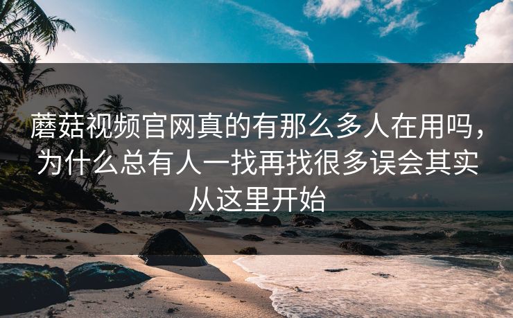 蘑菇视频官网真的有那么多人在用吗，为什么总有人一找再找很多误会其实从这里开始