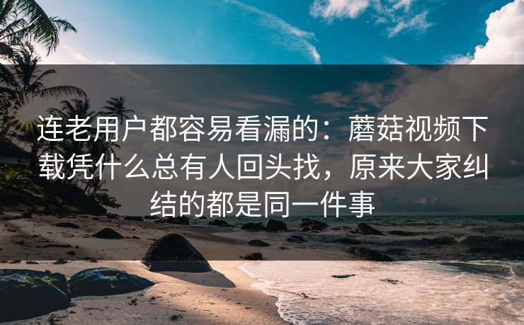 连老用户都容易看漏的:蘑菇视频下载凭什么总有人回头找,原来大家纠结的都是同一件事 连老用户都容易看漏的:蘑菇视频下载凭什么总有人回头找,原来大家纠结的都是同一件事