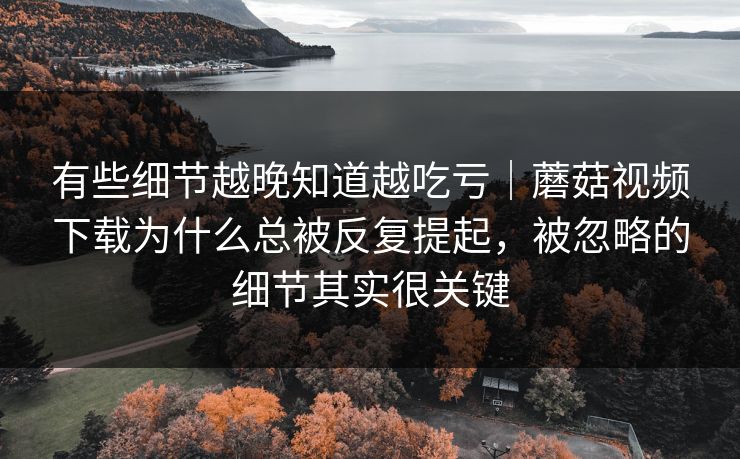 有些细节越晚知道越吃亏|蘑菇视频下载为什么总被反复提起,被忽略的细节其实很关键 有些细节越晚知道越吃亏|蘑菇视频下载为什么总被反复提起,被忽略的细节其实很关键